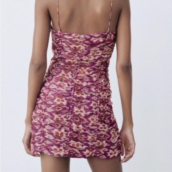 Zara Multicolor Purple Chiffon Ruched Cutout
Strappy Mini Dress - Picture 2 of 10